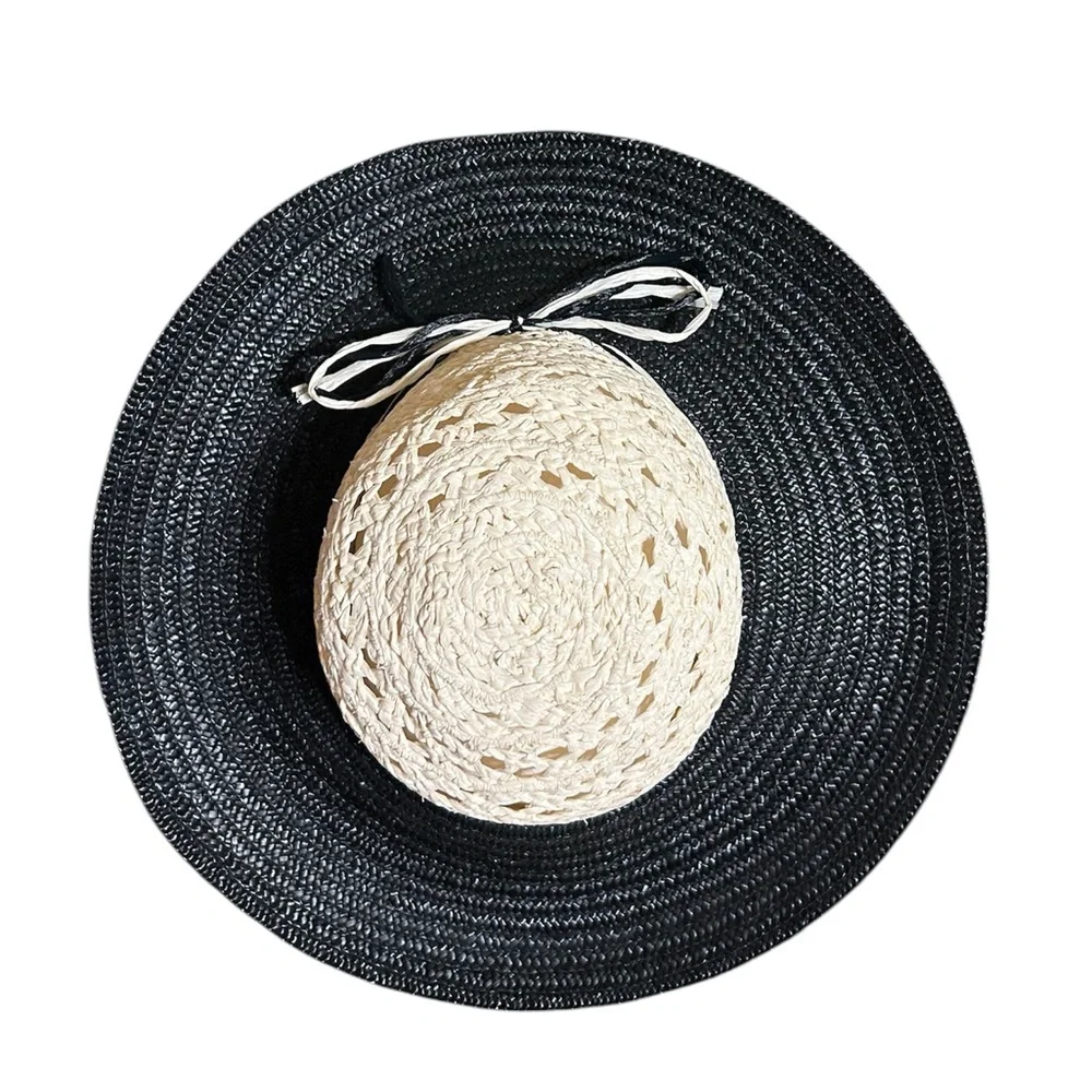 Macy’s Black & White Wide Brim Straw Hat